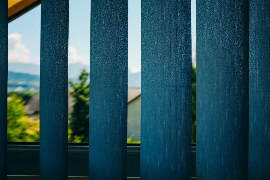 Modern roller shades filtering sunlight